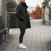 Men's Mid-Length Stand-Up Collar Trench Coat